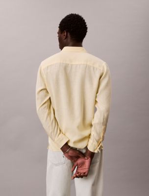 Мужские рубашки Calvin Klein Solid Linen Blend Classic Shirt — фото 6