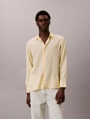 Solid Linen Blend Classic Shirt, Anise Flower