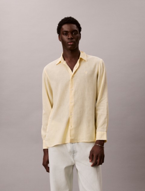 Мужские рубашки Calvin Klein Solid Linen Blend Classic Shirt