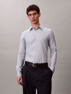 Geometric Jacquard Slim Button-Down Shirt, Plein Air