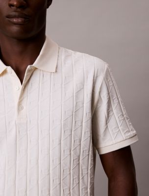 Мужские рубашки Calvin Klein Allover Emblem Logo Jacquard Polo Shirt — фото 2