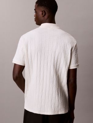 Мужские рубашки Calvin Klein Allover Emblem Logo Jacquard Polo Shirt — фото 4