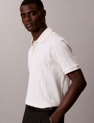 Мужские рубашки Calvin Klein Allover Emblem Logo Jacquard Polo Shirt — фото 5