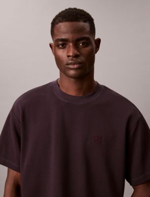 Emblem Logo Textured Pique T-Shirt, Evening Sunset