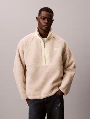 Sherpa Roll Neck Quarter Zip Sweatshirt, Silvermoss