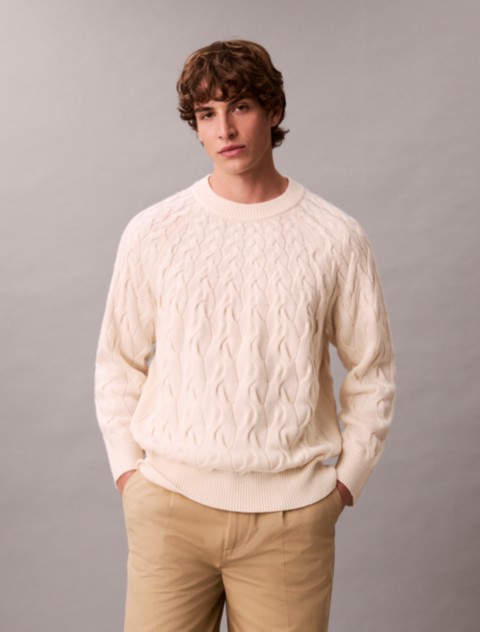 Мужские свитеры Calvin Klein Lambswool Blend Cable Knit Sweater