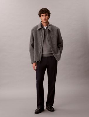 90s Straight Viscose Blend Trousers, Dark Sapphire