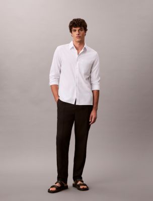 Мужские рубашки Calvin Klein Solid Seersucker Classic Shirt — фото 2