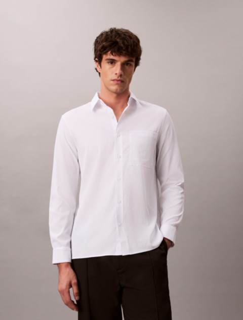 Мужские рубашки Calvin Klein Solid Seersucker Classic Shirt