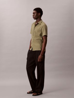 calvin klein sage green dress shirt Calvin Klein CK Men's Dress Shirt 16 34-35 Sage green Long Sleeves Very  Good