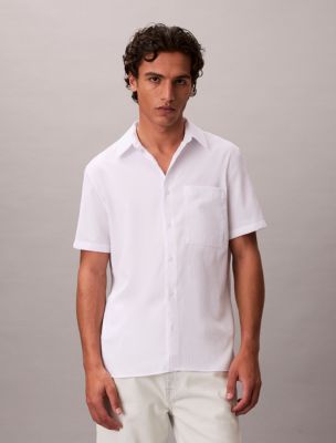 Solid Seersucker Classic Button-Down Shirt, Brilliant White