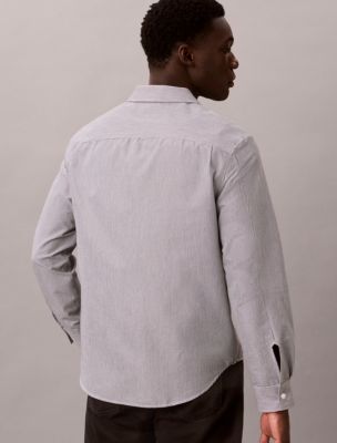 Мужские рубашки Calvin Klein Yarn-Dyed Stripe Seersucker Classic Button-Down Shirt — фото 5