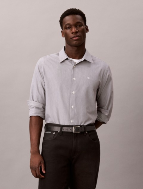 Мужские рубашки Calvin Klein Yarn-Dyed Stripe Seersucker Classic Button-Down Shirt
