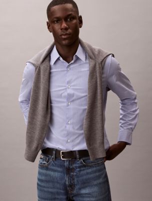 Мужские рубашки Calvin Klein Cotton Stretch Stripe Classic Button-Down Shirt — фото 5