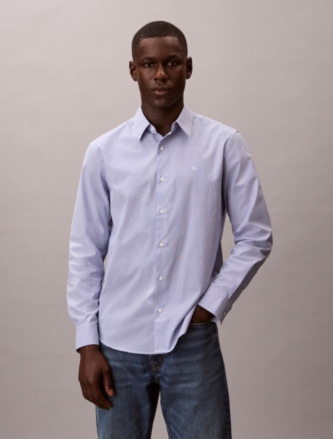 Мужские рубашки Calvin Klein Cotton Stretch Stripe Classic Button-Down Shirt
