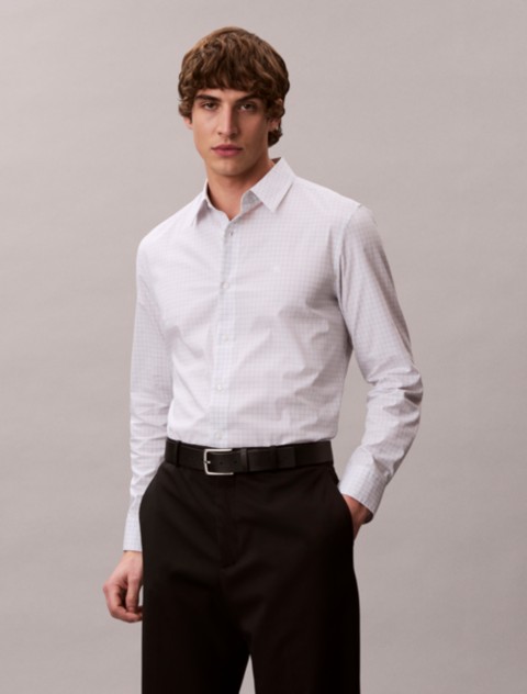 Мужские рубашки Calvin Klein Cotton Stretch Grid Button-Down Shirt