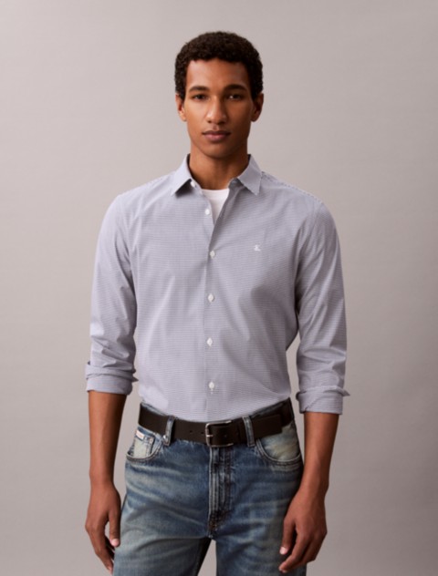 Мужские рубашки Calvin Klein Cotton Stretch Gingham Slim Button-Down Shirt