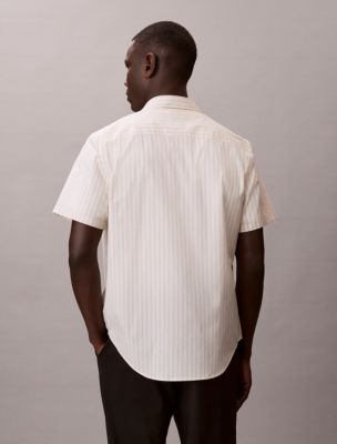 Мужские рубашки Calvin Klein Cotton Stretch Stripe Short Sleeve Button-Down Shirt — фото 5