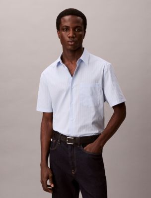 Cotton Stretch Stripe Short Sleeve Button-Down Shirt, Windsurfer