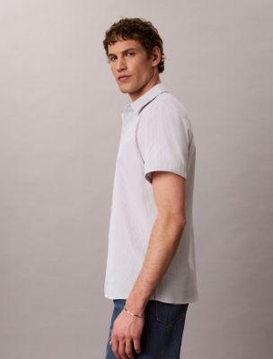 Мужские рубашки Calvin Klein Stripe Seersucker Classic Button-Down Shirt — фото 6
