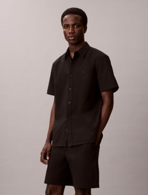 Seersucker Classic Button-Down Shirt, Black