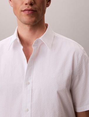 Мужские рубашки Calvin Klein Seersucker Classic Button-Down Shirt — фото 3