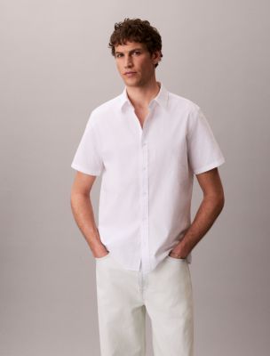 Seersucker Classic Button-Down Shirt, Brilliant White