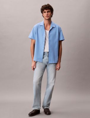 Мужские рубашки Calvin Klein Linen Cotton Short Sleeve Button-Down Shirt — фото 2