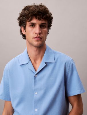 Мужские рубашки Calvin Klein Linen Cotton Short Sleeve Button-Down Shirt — фото 3