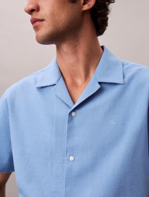Мужские рубашки Calvin Klein Linen Cotton Short Sleeve Button-Down Shirt — фото 4
