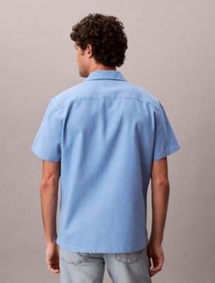 Мужские рубашки Calvin Klein Linen Cotton Short Sleeve Button-Down Shirt — фото 5