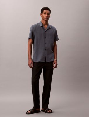 Linen Cotton Short Sleeve Button-Down Shirt | Calvin Klein