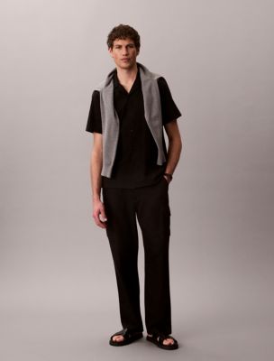 Linen Cotton Short Sleeve Button-Down Shirt - thumbnail 4