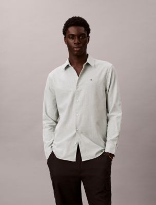Linen Cotton Classic Button-Down Shirt, Pale Meadow