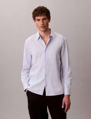 Linen Cotton Classic Button-Down Shirt, Heavenly Iris