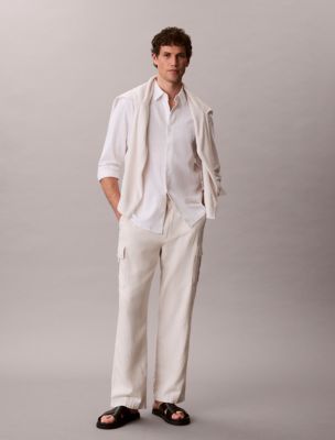 Мужские рубашки Calvin Klein Linen Cotton Classic Button-Down Shirt — фото 3