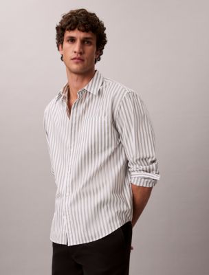 Мужские рубашки Calvin Klein Yarn-Dyed Stripe Washed Poplin Shirt — фото 5