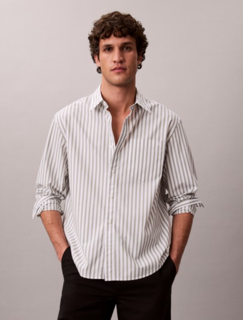 Мужские рубашки Calvin Klein Yarn-Dyed Stripe Washed Poplin Shirt