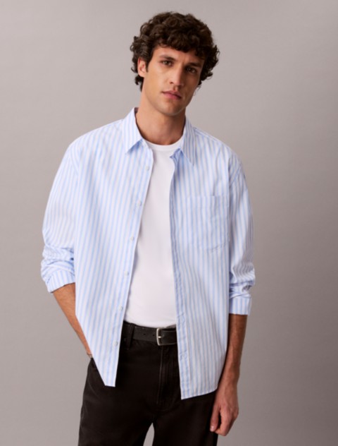 Мужские рубашки Calvin Klein Yarn-Dyed Stripe Washed Poplin Shirt