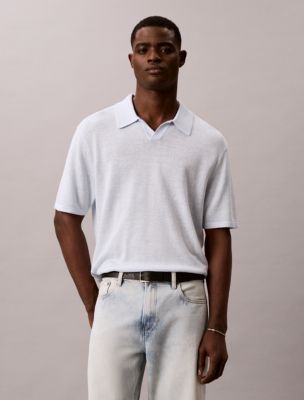Linen Blend Polo Sweater, Plein Air
