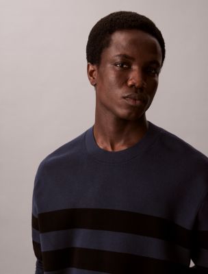 Tech Knit Stripe Sweater, Black