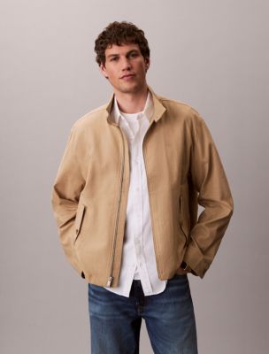 Linen Cotton Mock Neck Jacket