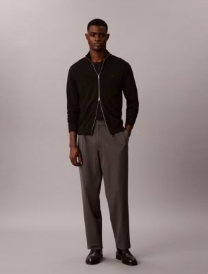 Tech Knit Tapered Pleated Pants, Volcanic Ash