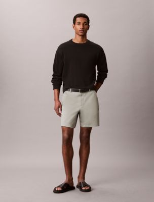 Cotton Stretch Straight Shorts, Shadow
