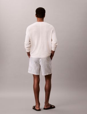 Linen Blend Stripe Shorts