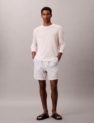 Linen Blend Stripe Shorts, Turbulence