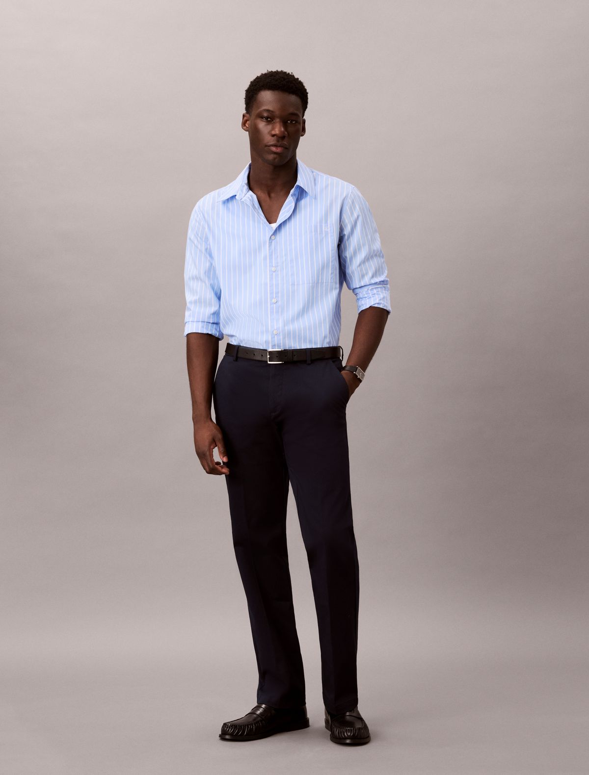 Cotton Stretch Straight Trousers
