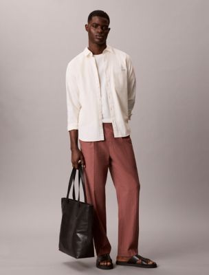 Linen Blend Pleated Pull-On Pants, Sierra Brown