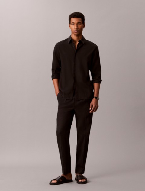 Мужские брюки Calvin Klein Linen Blend Pleated Pull-On Pants