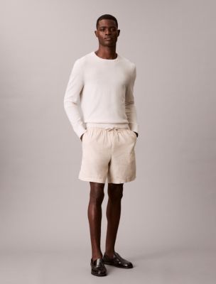 Linen Cotton Pull-On Shorts, Oatmeal